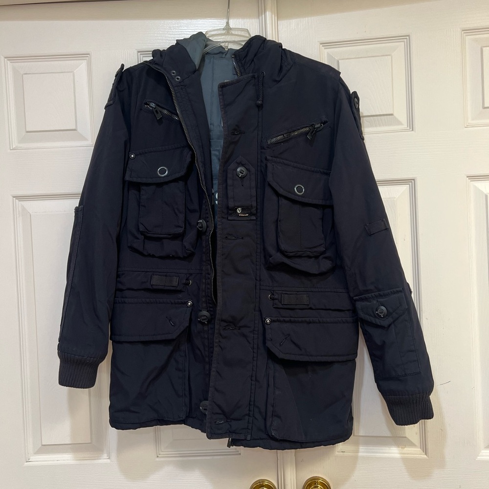 G-Star Raw Field Hooded‎ Puffer Jacket Black Pockets Military Heavyweight Men M